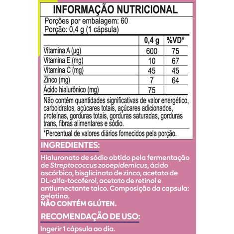 Ácido Hialurônico + Vitaminas 400mg / 60 Cápsulas - Duom - Imagem 2