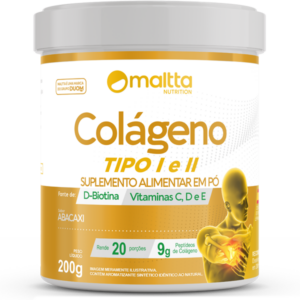 Colágeno Hidrolisado Tipo I e II Com Biotina e Vitaminas C, D e E / Sabor Abacaxi 200gr - Duom