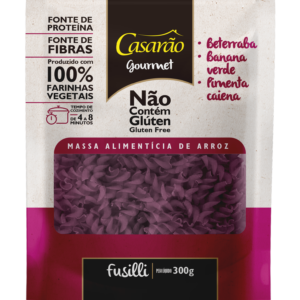 Massa GOURMET Fusilli Beterraba + Banana Verde + Pimenta Caiena 300gr - Casarão