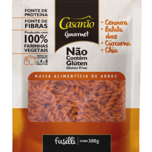 Massa GOURMET Fusilli Cenoura + Batata Doce + Cúrcuma + Chia 300gr - Casarão