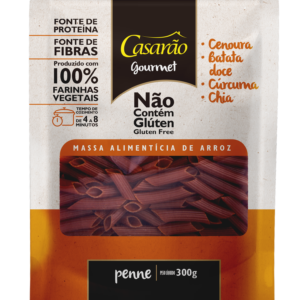 Massa GOURMET Penne Cenoura + Batata Doce + Cúrcuma + Chia 300gr - Casarão