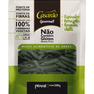 Massa GOURMET Penne Espinafre + Berinjela + Pimenta Chilli 300gr - Casarão