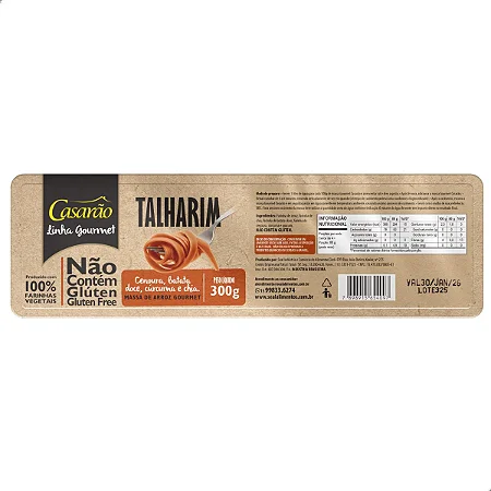 Massa GOURMET Talharim Cenoura + Batata Doce + Cúrcuma + Chia 300gr - Casarão