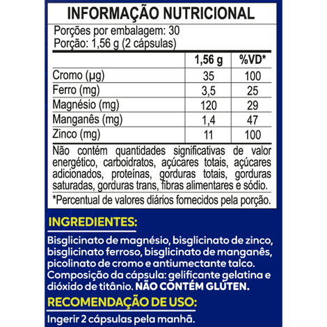 Maltta 5 Quelatos: Magnésio + Zinco + Ferro + Cromo +Manganês 780mg / 60 Cápsulas - Duom - Imagem 2