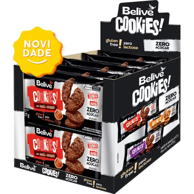 Cookies Avelã e Chocolate Sem Açúcar Display 10x67gr – Belive