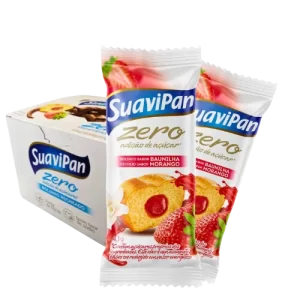 Bolinho de Baunilha com Recheio de Morango Zero Display 12x40gr – SuaviPan