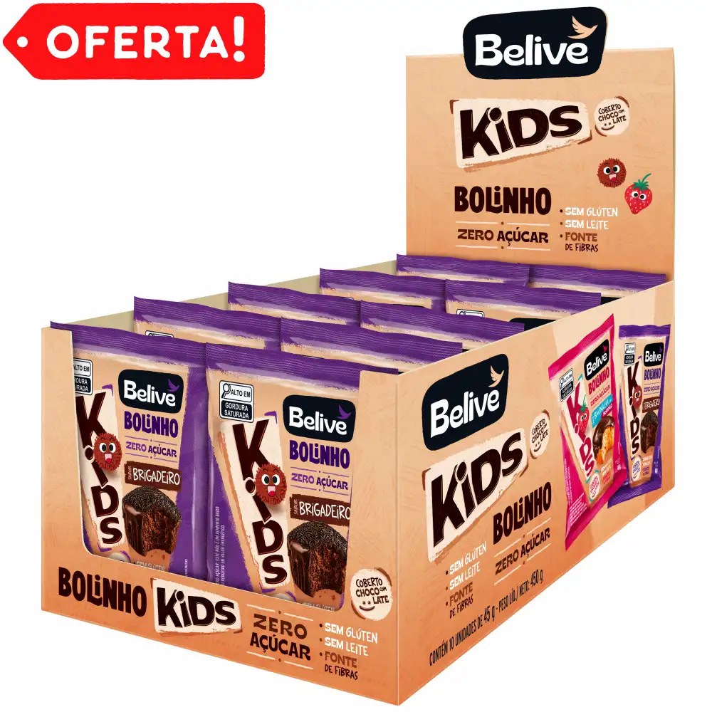 Bolinho de Brigadeiro com Cobertura de Chocolate Granulado KIDS / Display 10x45gr - Belive
