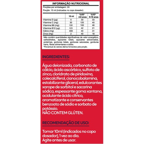 Cálcio + Vitaminas D, C, B6 e B12 + Zinco Kids Malttinha Líquido Sabor Frutas Vermelhas 240ml – Duom - Imagem 2