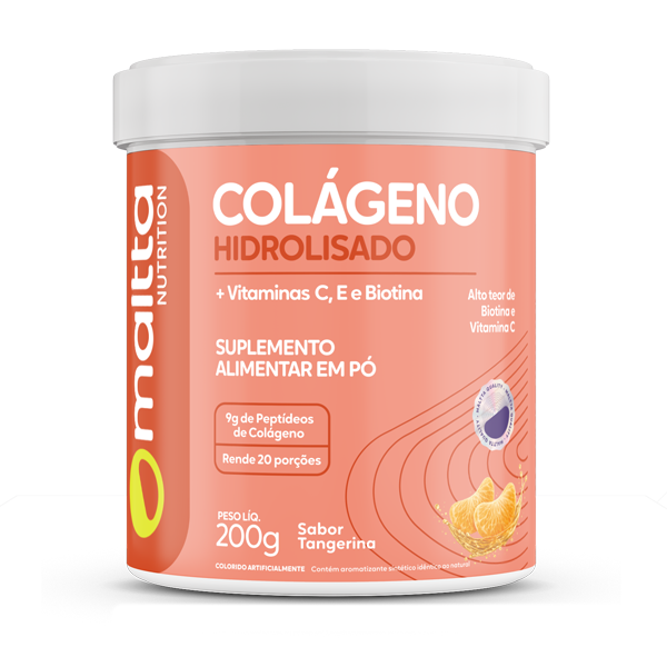 Colágeno Hidrolisado Com Biotina e Vitaminas C e E / Sabor Tangerina 200gr – Duom