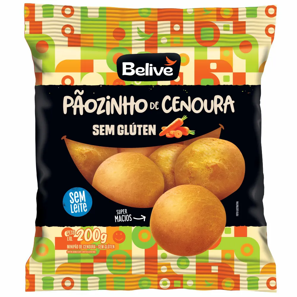 Pãozinho de Cenoura Sem Glúten e Leite 200gr – Belive