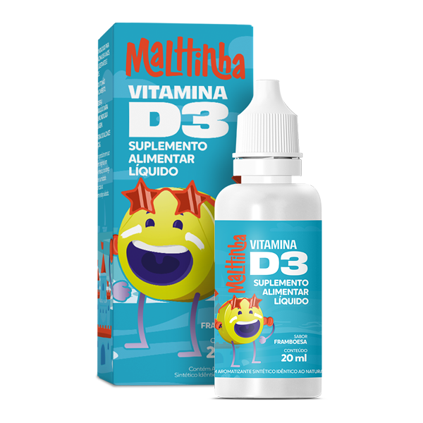Vitamina D3 Kids Malttinha Em Gotas Sabor Framboesa 20ml – Duom