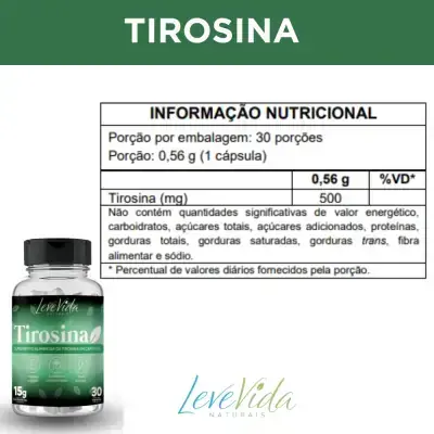 Tirosina Leve Vida 500mg / 30 Cápsulas - Absolut Nutrition - Imagem 2