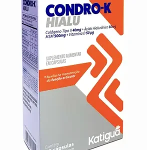 CONDRO-K HIALU: Colágeno Tipo ll + Ácido Hialurônico + MSM + Vitamina C e Vitamina D3 925mg / 60 Cápsulas – Katiguá